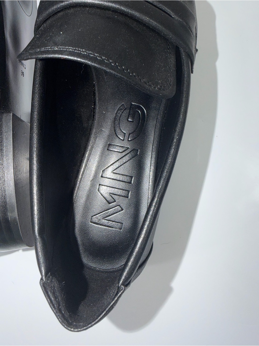 Mango Black Square Toe Penny Loafers EU 39 US 8.5 Worn Once EUC - Picture 8 of 8
